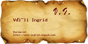 Váli Ingrid névjegykártya